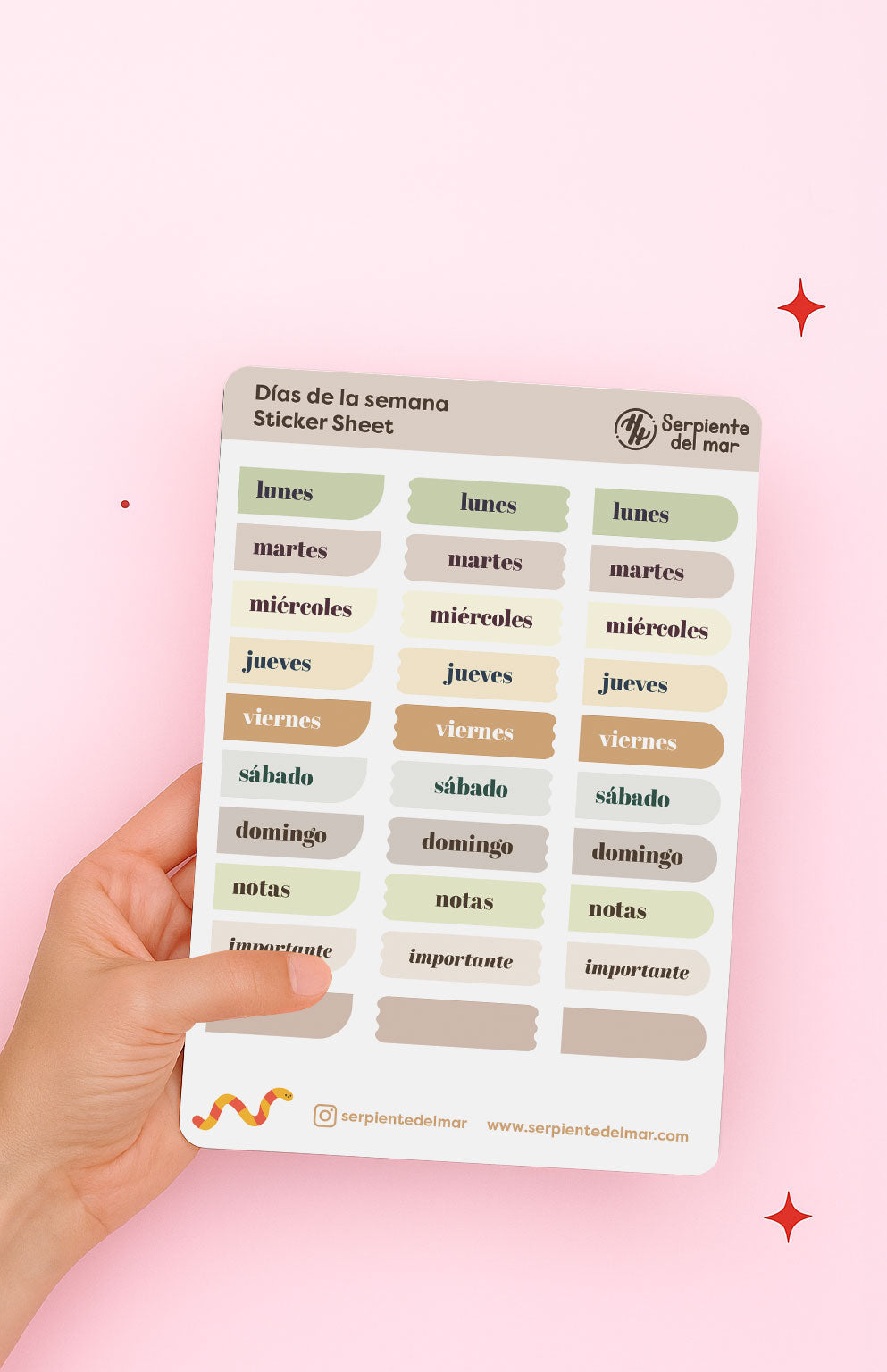 Días de la semana Sticker Sheet